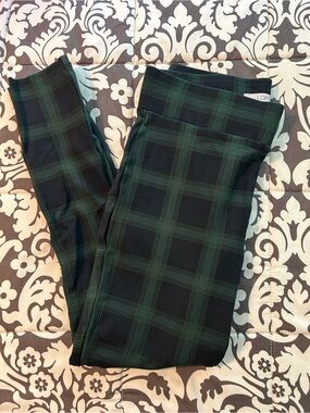 LOFT Navy & Green Tartan Plaid Ponte Leggings Women’s Small Classic Holiday